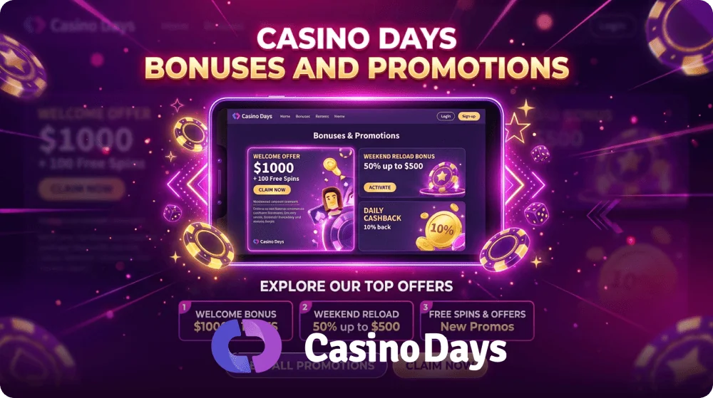 Casino Days India welcome bonus offer and free spins promotion